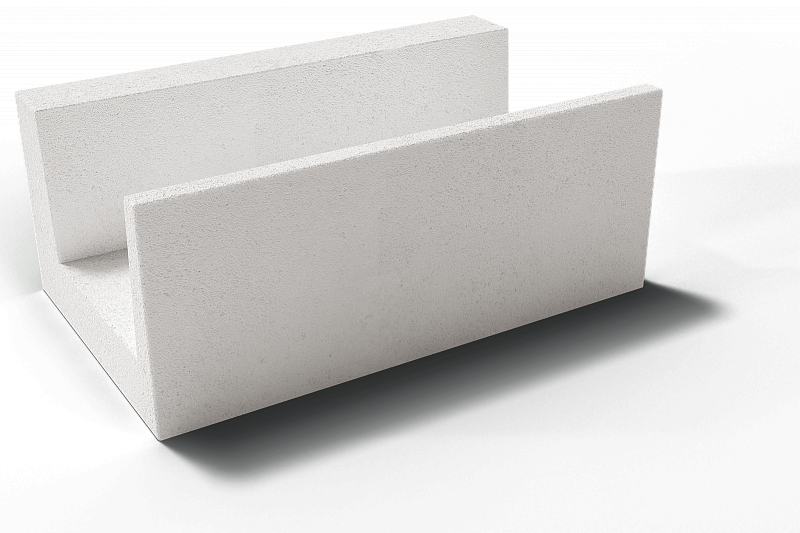 П(U) блок из газобетона D500 600X350X250